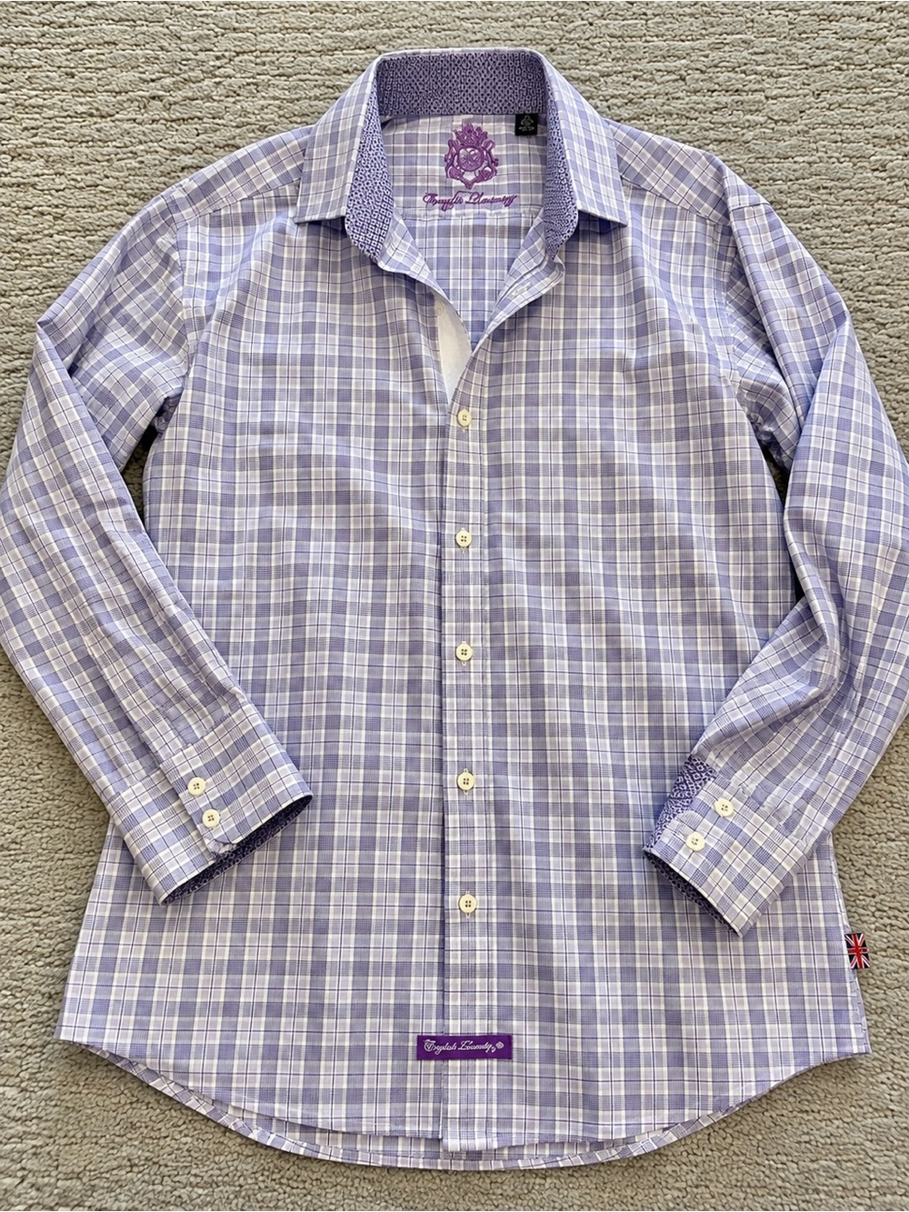 English Laundry Lavender Plaid Button-Down Shirt
